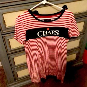 Chaps red white & blue striped dress